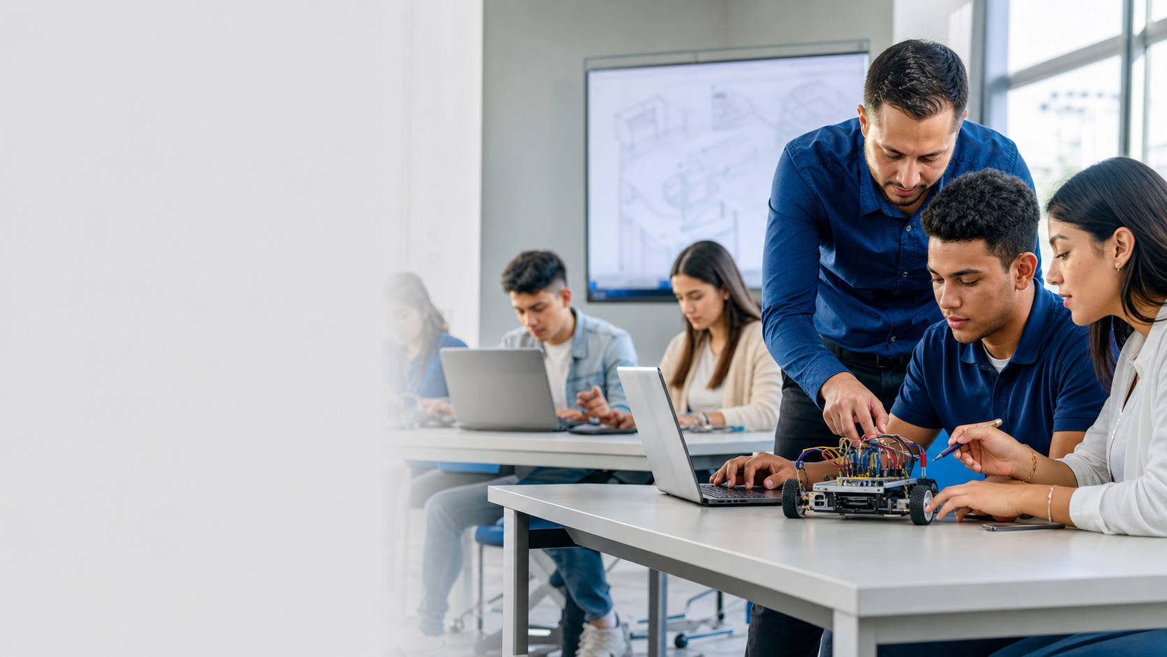 Estudiantes de Unitécnica en una clase práctica de tecnología y aprendizaje técnico laboral