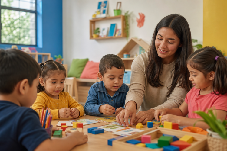 Estudiante de Unitécnica acompañando una actividad pedagógica de primera infancia
